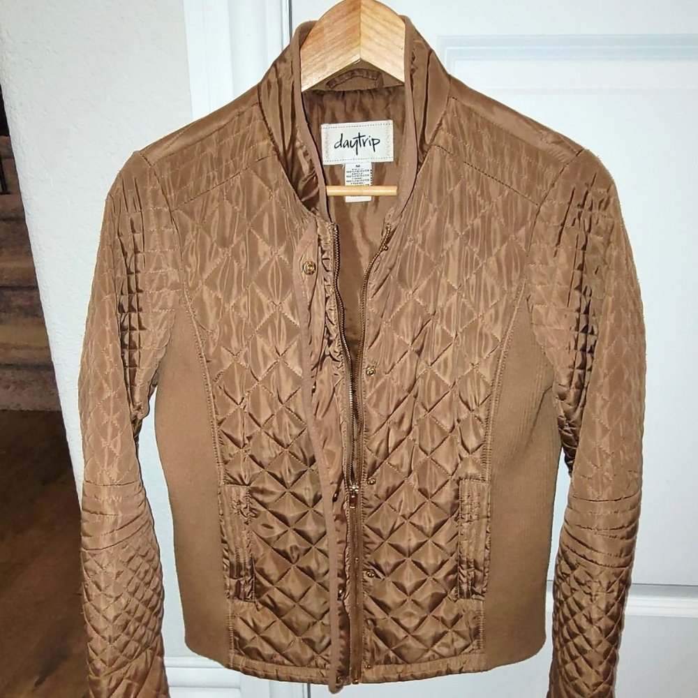 Brown quilted jacket, size M